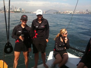 Georgia heads out for first race of Rolex Trophy - left to right, Rhonda McCrea, Emma Hendy, Jackie Hendy