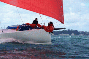 This was the closest our camera could get, to Tom & Shaun on the Georgia foredeck